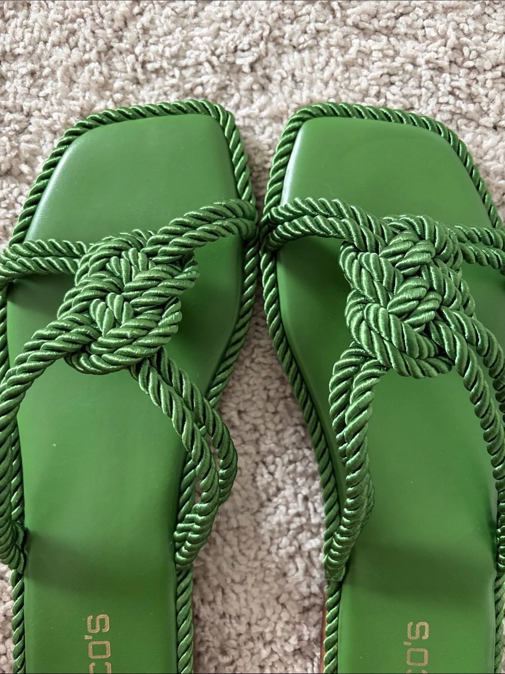Chico's Green Twisted Rope Knot Slide Sandals